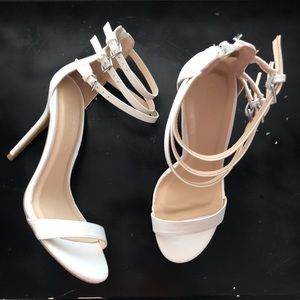 White open sandal heel Wild Diva 9 white strapped stiletto heel